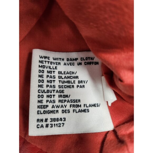 DKNY Womens Moto Jacket Large Red Faux Leather Zip Front Biker Chick Streetwear - Picture 4 of 7